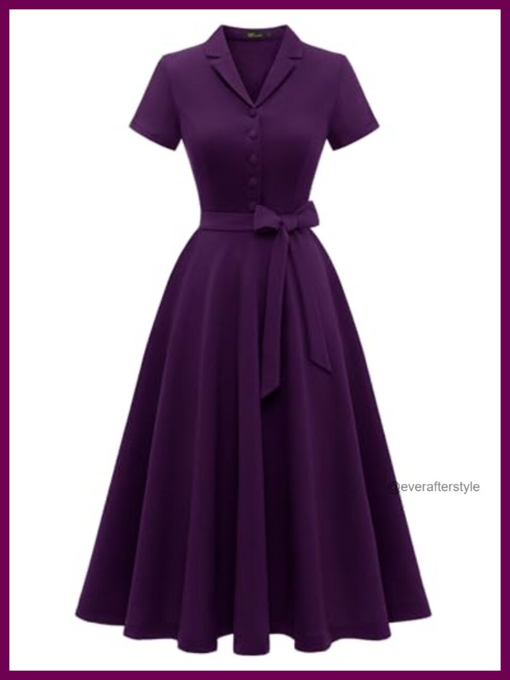 Women's Vintage Tea Dress Short Sleeve A-Line Cocktail Party Dress